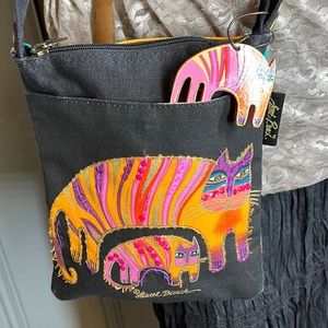 Laurel Burch crossbody fancy colorful artsy cats all over